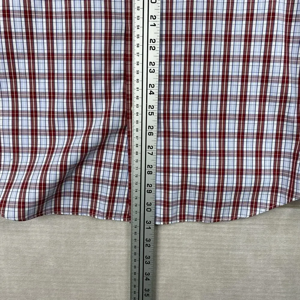 Banana Republic Mens Shirt Sz M Non Iron Slim Fit Red Blue Plaid Button Down